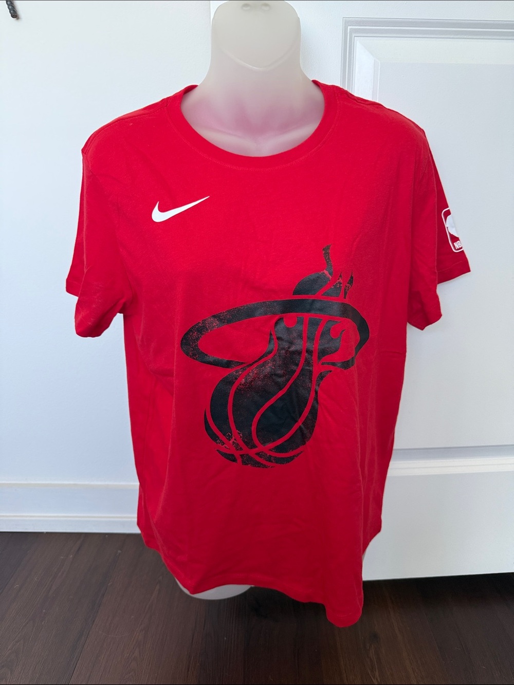 Nike Women’s Red Miami Heat Logo Tee with Black Graphic - Size M
